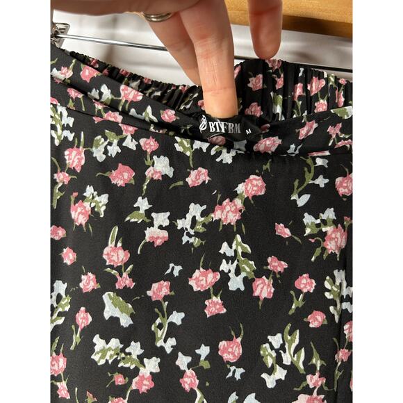 Tiered Maxi Skirt Dark Floral Women's Medium Front Slit Witchy Whimsigoth Grunge - Picture 8 of 8